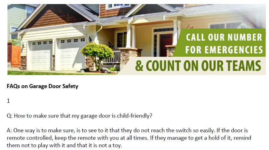 FAQs on Garage Door Safety - Garage Door Repair Stoneham