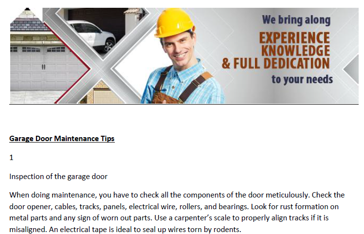 Tip On Garage Door Maintenance - Garage Door Repair Stoneham